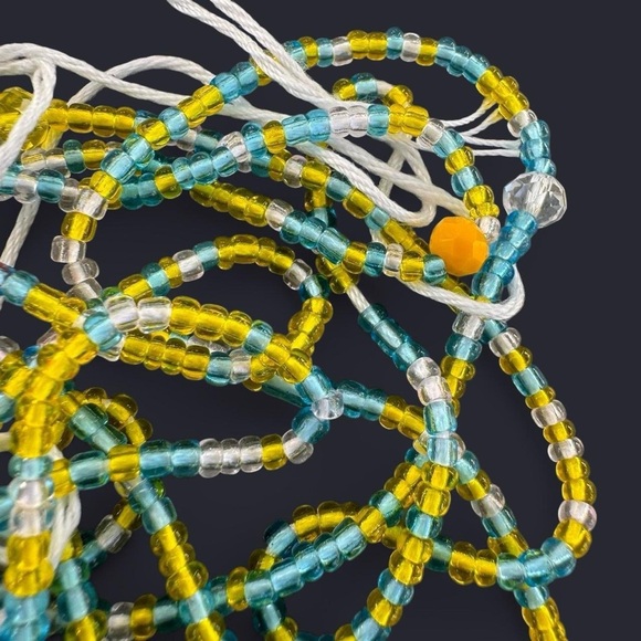 Yellow Blue Adjustable Waist Beads - Picture 3 of 5